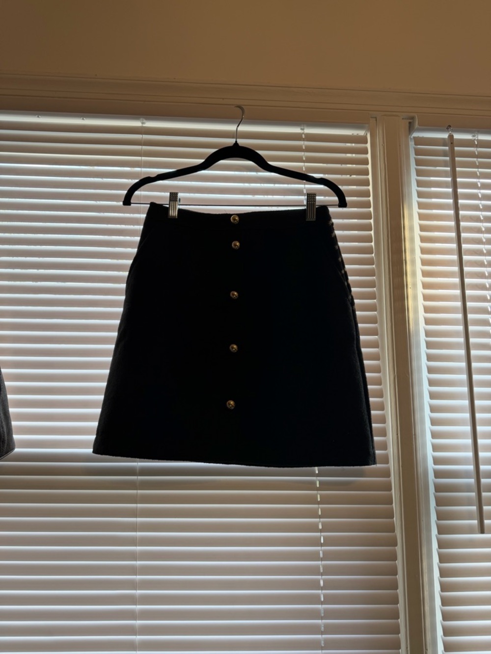 LOFT Black Mini Skirt with Gold Buttons
